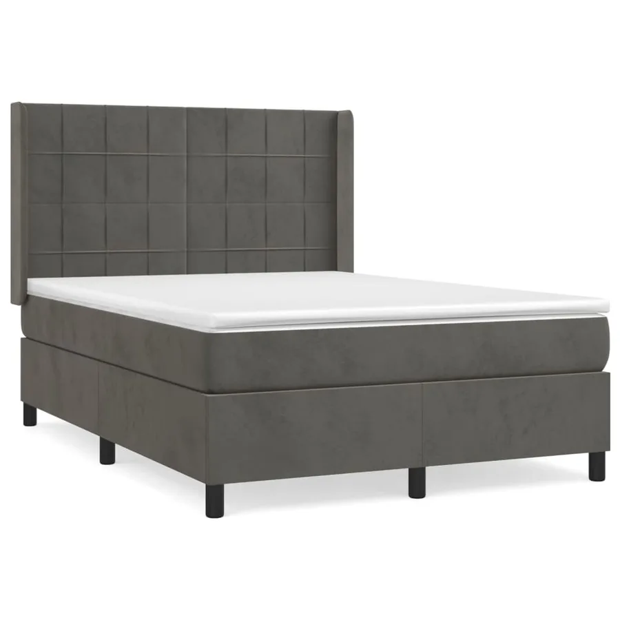 Sommier à lattes de lit et matelas Gris foncé 140x200cm Velours - 2