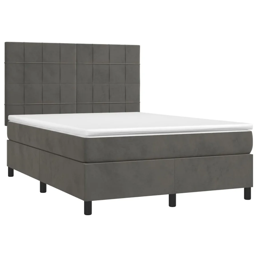 Sommier à lattes de lit matelas et LED Gris foncé 140x190 cm - 3