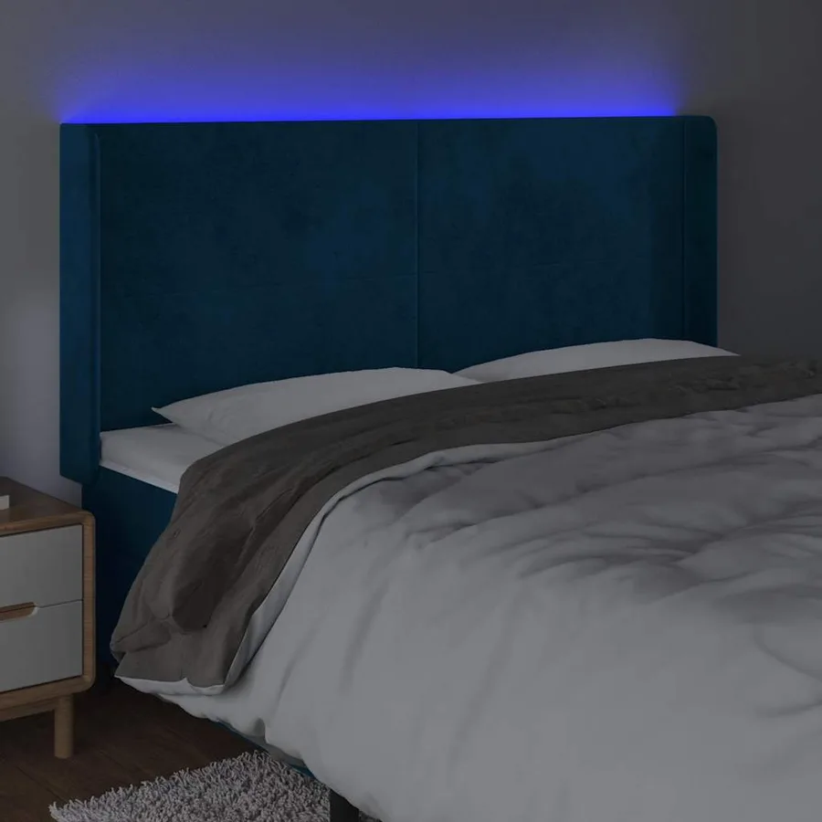 Tête de lit à LED Bleu foncé 183x16x118/128 cm Velours - 4