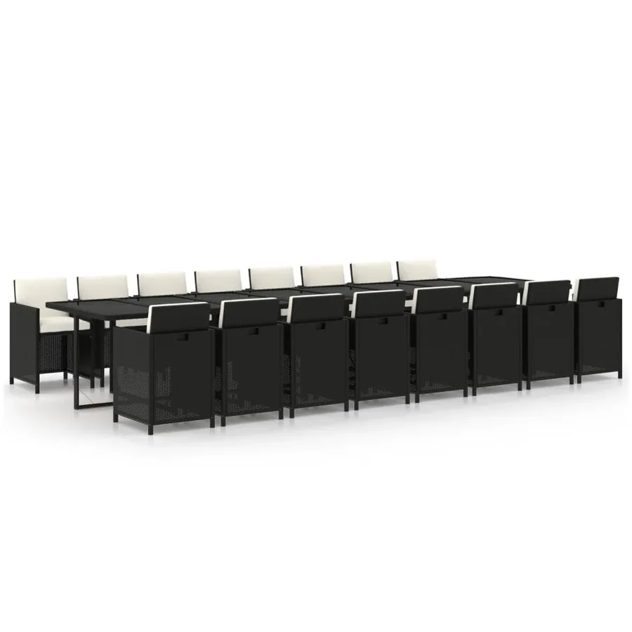 Ensemble à manger de jardin 17 pcs coussins noir résine tressée - 2