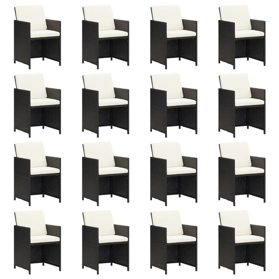 Ensemble à manger de jardin 17 pcs coussins noir résine tressée - 4