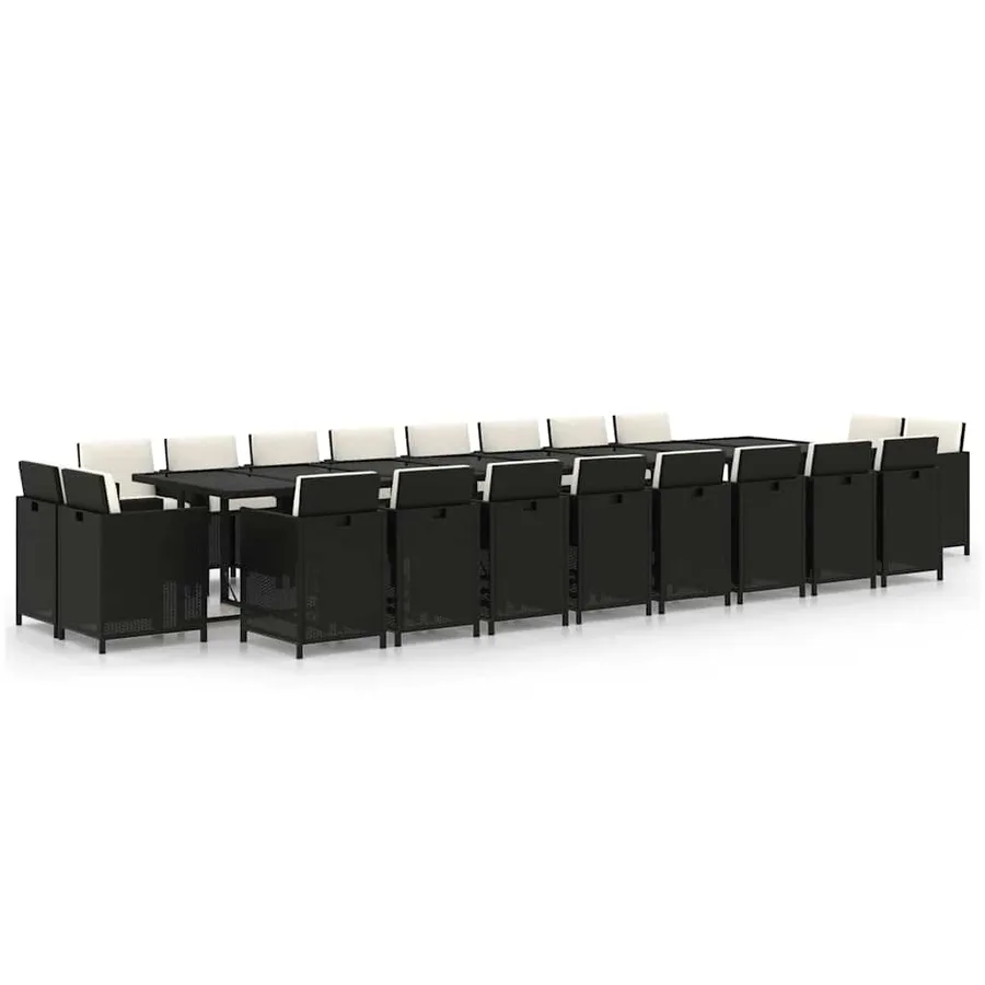 Ensemble à manger de jardin 21pcs coussins noir résine tressée - 2