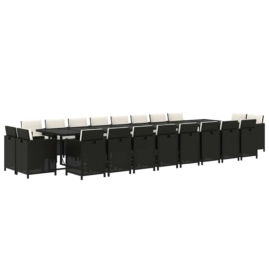Ensemble à manger de jardin 21pcs coussins noir résine tressée - 3