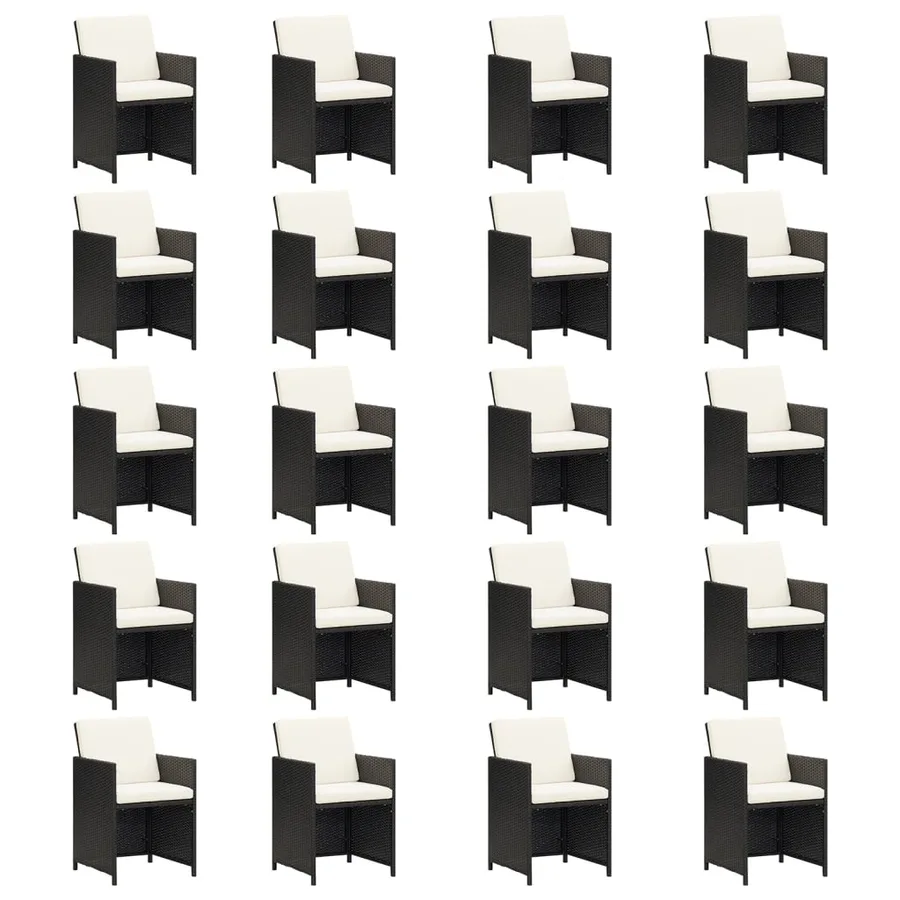 Ensemble à manger de jardin 21pcs coussins noir résine tressée - 4