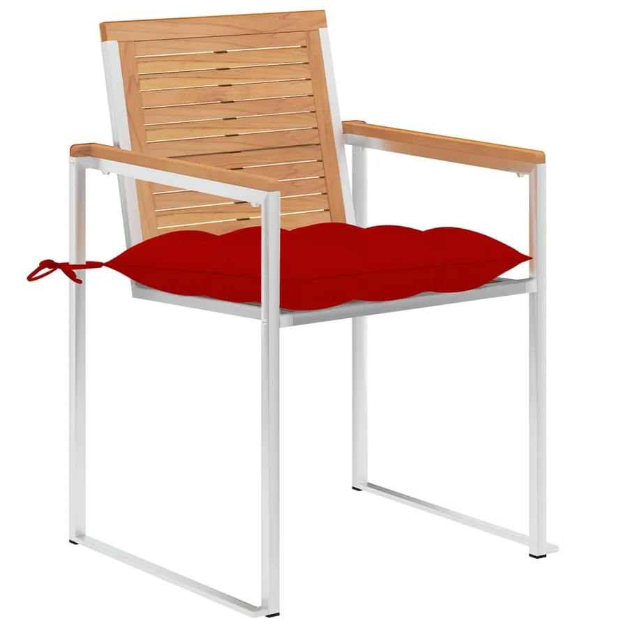 Chaises de jardin lot de 4 avec coussins Bois de teck massif - 2