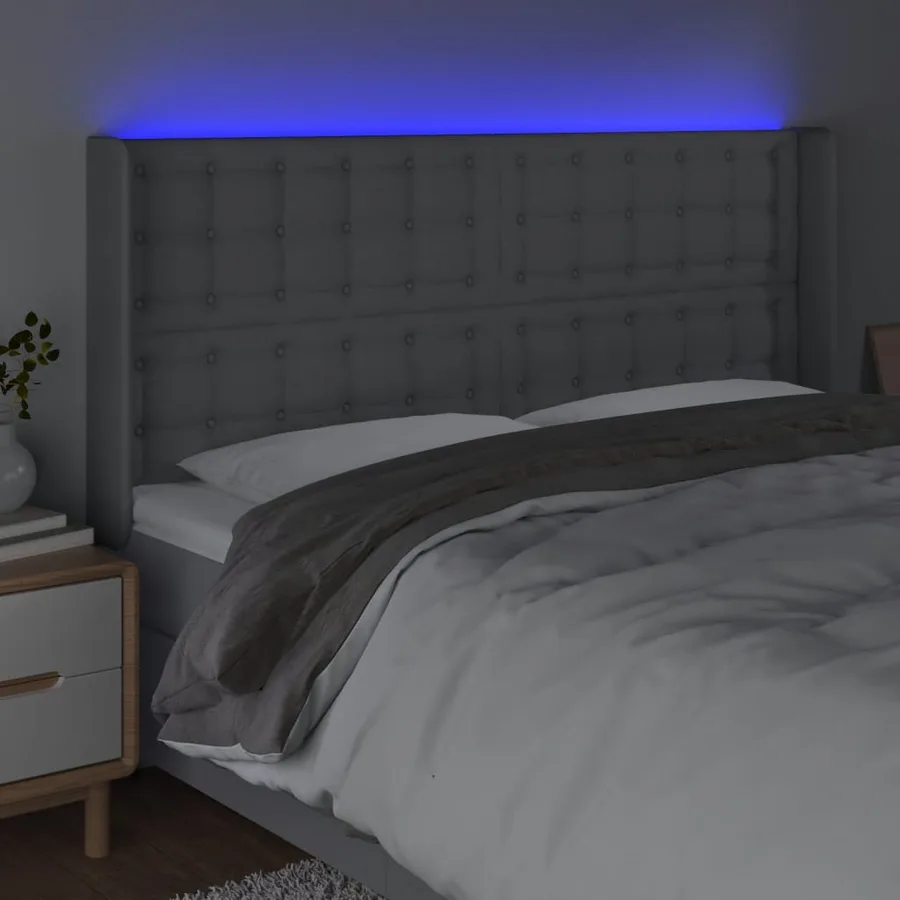 Tête de lit à LED Gris clair 163x16x118/128 cm Tissu - 4