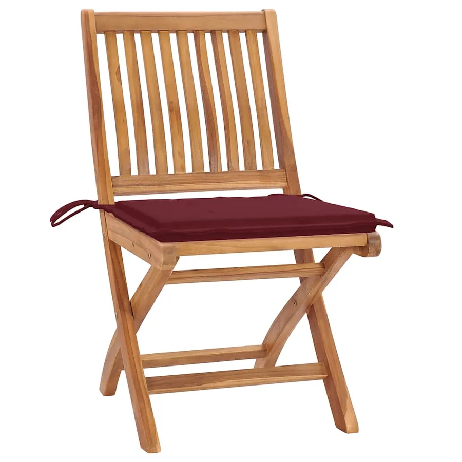 Chaises pliables de jardin avec coussins lot de 8 Teck solide - 3