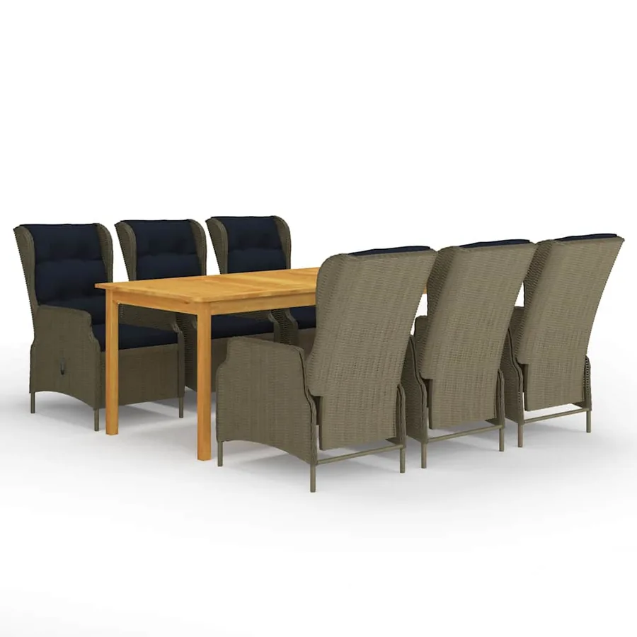Ensemble à manger de jardin 7 pcs Marron