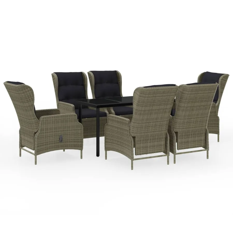 Ensemble à manger de jardin 7 pcs Marron - 2