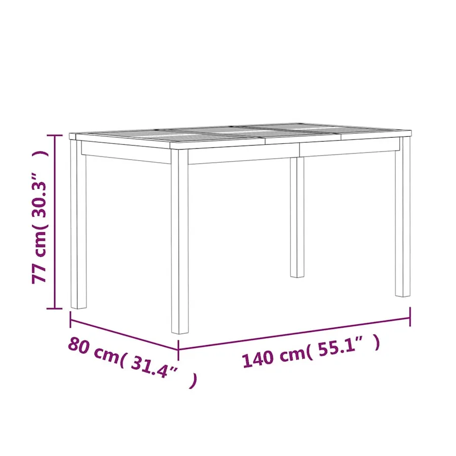 Ensemble à manger de jardin 5pcs Bois de teck massif - 14