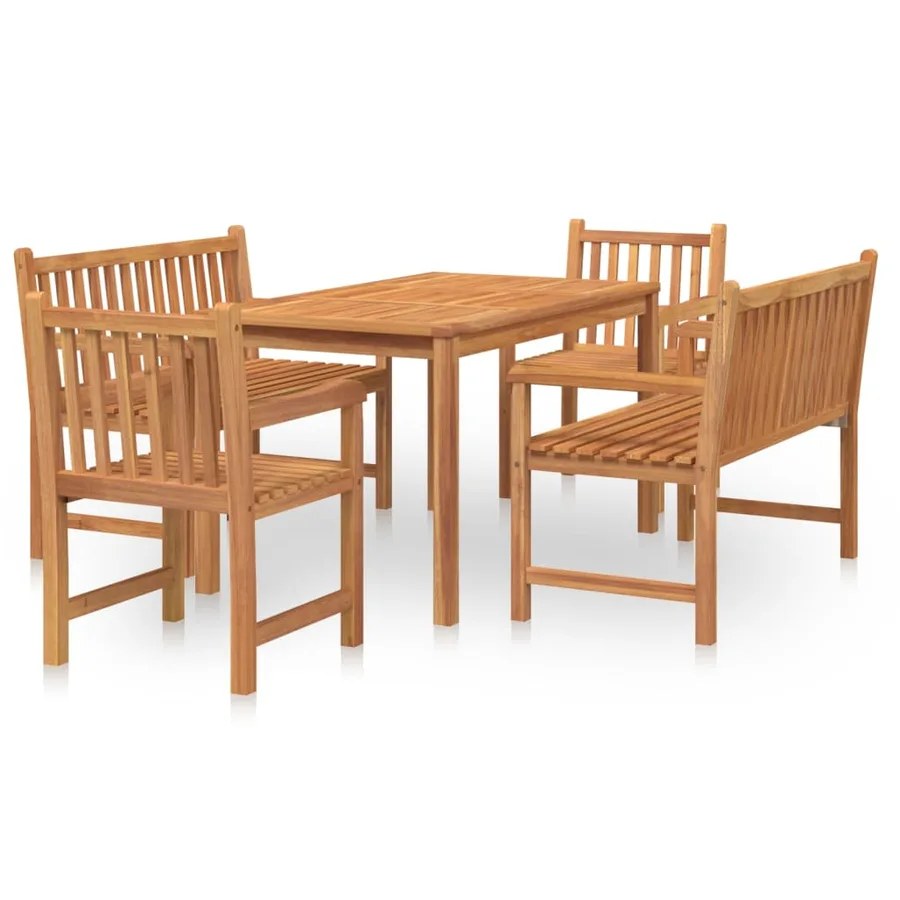 Ensemble à manger de jardin 5pcs Bois de teck massif - 2