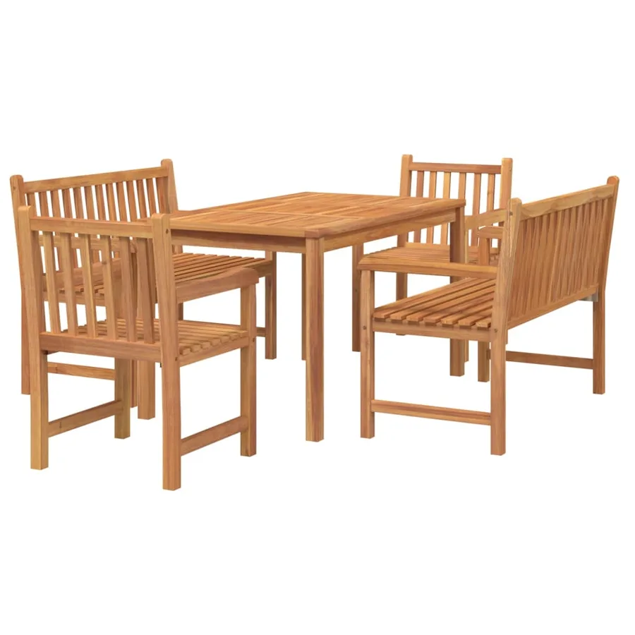 Ensemble à manger de jardin 5pcs Bois de teck massif - 3