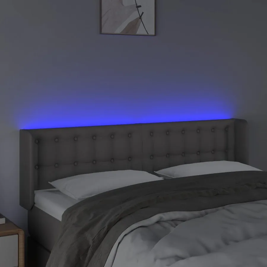 Tête de lit à LED Gris 147x16x78/88 cm Similicuir - 4
