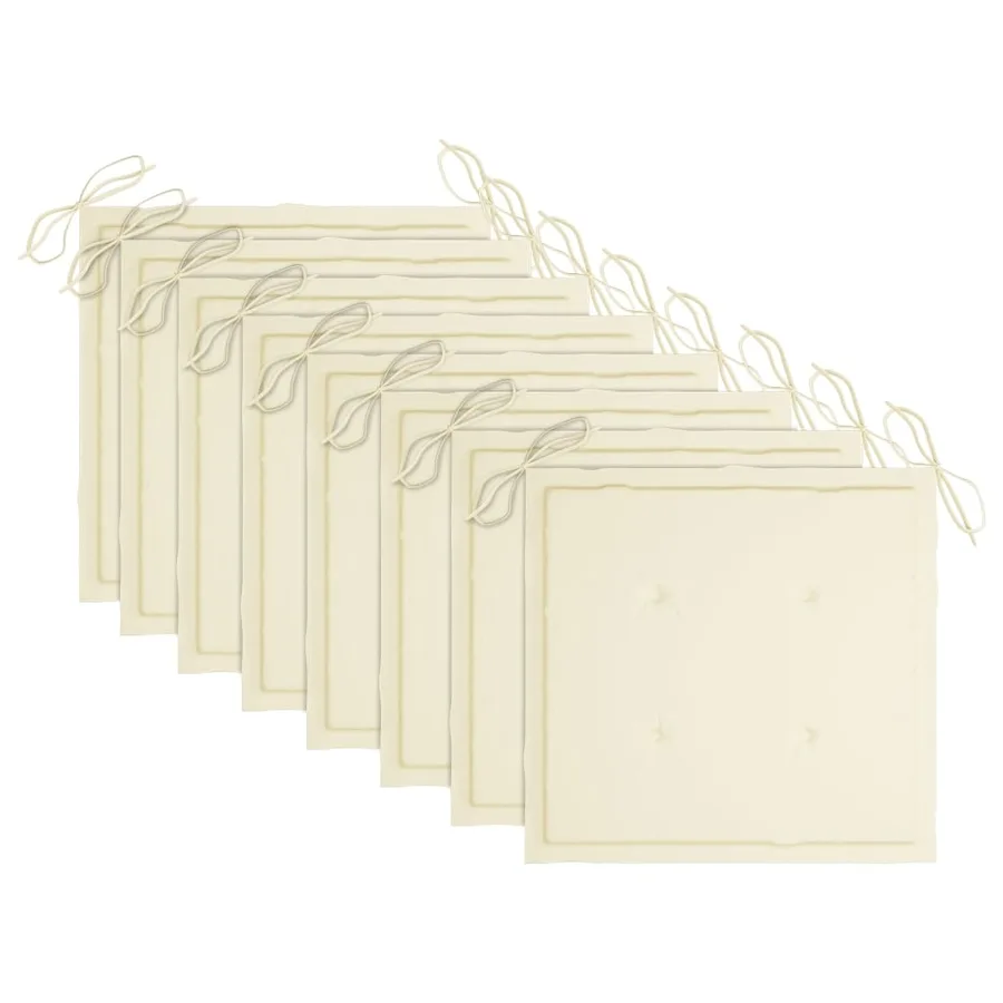 Chaises de jardin lot de 8 avec coussins crème Bois teck massif - 5