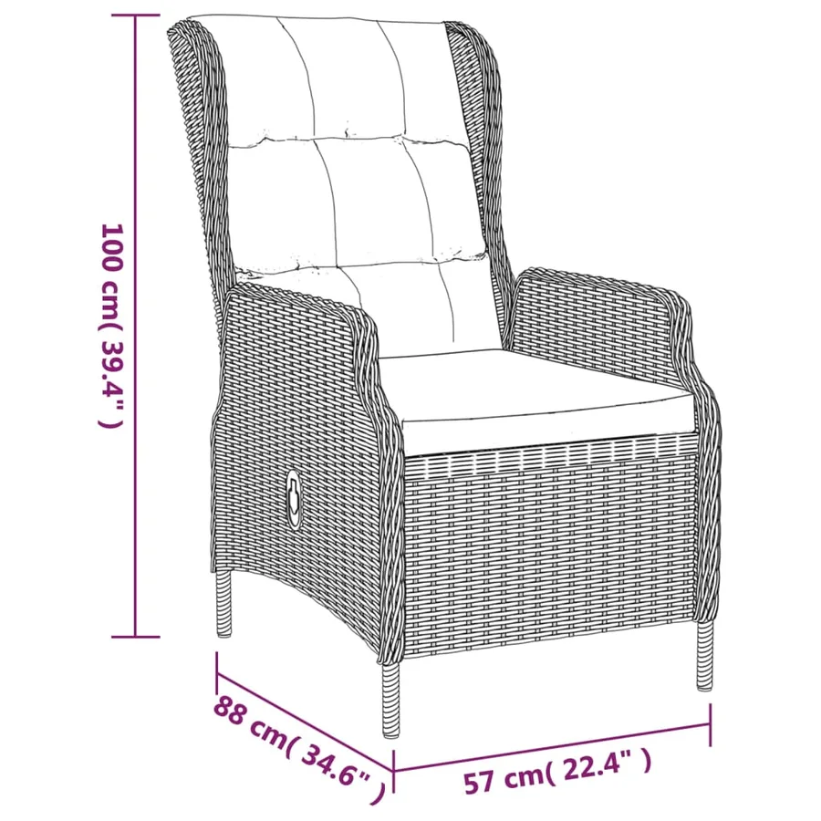 Ensemble à manger de jardin 5pcs Gris clair Résine tressée - 11