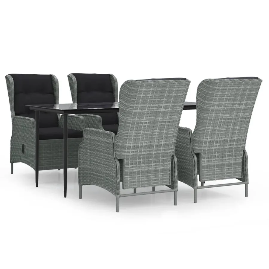 Ensemble à manger de jardin 5pcs Gris clair Résine tressée - 2
