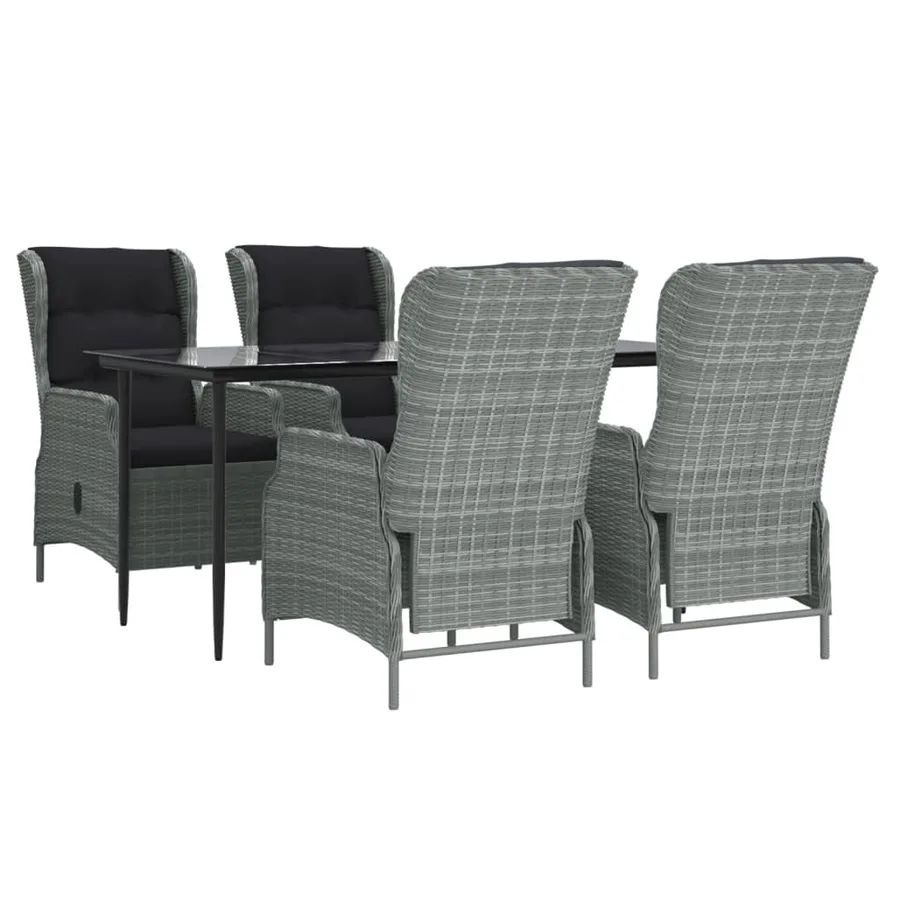 Ensemble à manger de jardin 5pcs Gris clair Résine tressée - 3
