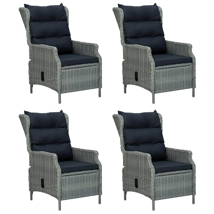 Ensemble à manger de jardin 5pcs Gris clair Résine tressée - 4