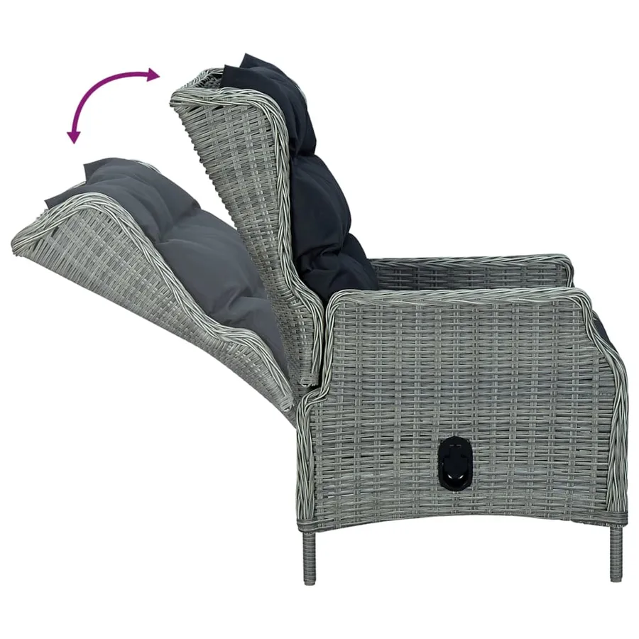 Ensemble à manger de jardin 5pcs Gris clair Résine tressée - 6