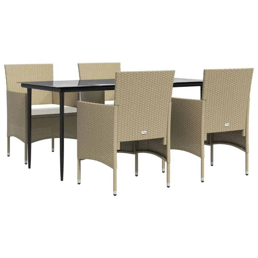 Ensemble à manger de jardin coussins 5 pcs Beige/noir - 3