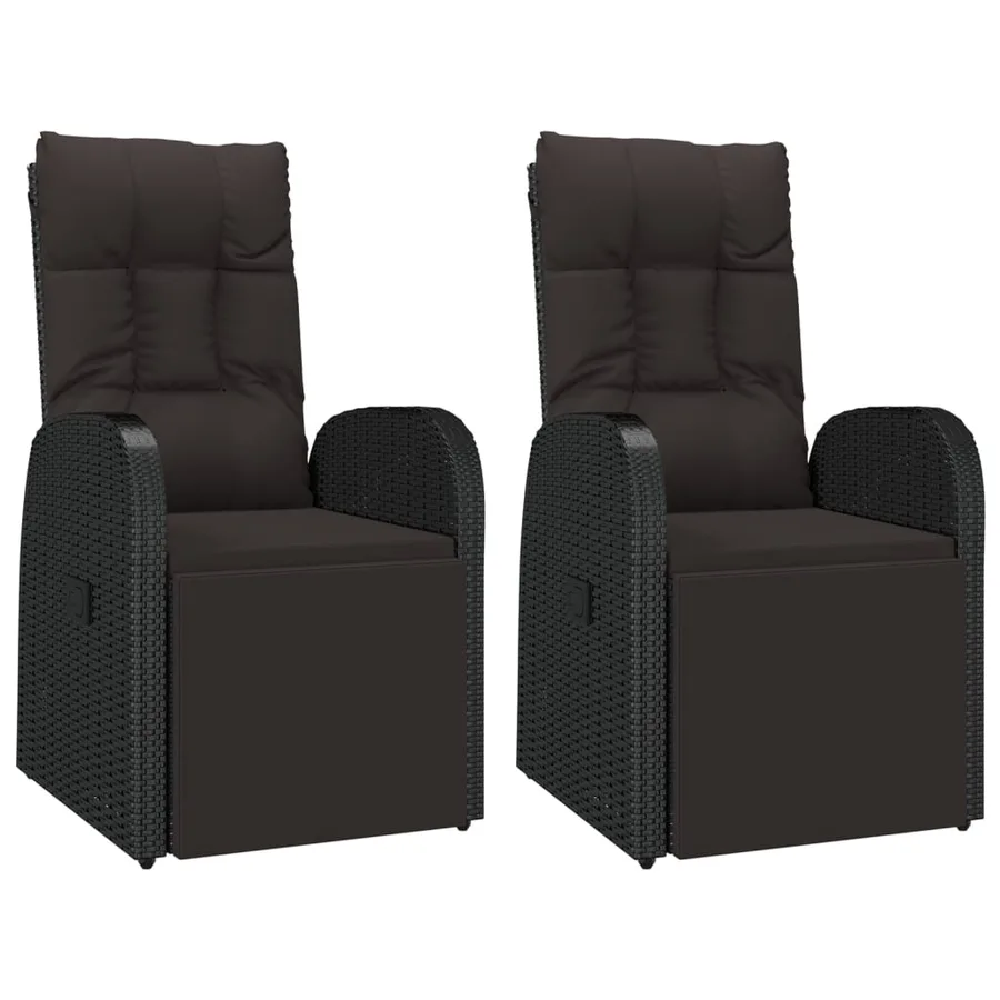 Ensemble de salon de jardin 3 pcs noir poly rotin et acier - 4
