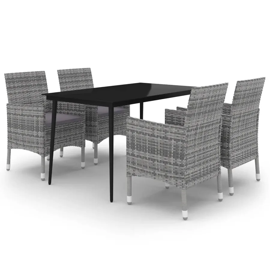Ensemble à manger de jardin coussins 5 pcs Résine tressée Verre - 2