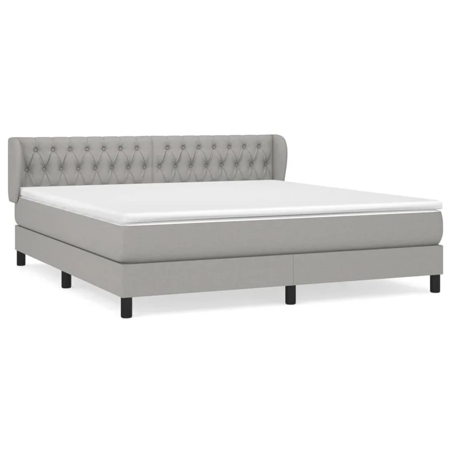 Sommier à lattes de lit avec matelas Gris clair 180x200cm Tissu - 2