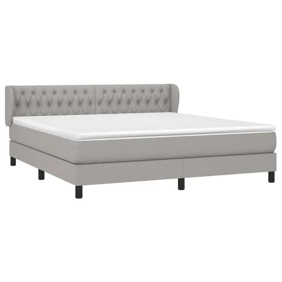 Sommier à lattes de lit avec matelas Gris clair 180x200cm Tissu - 3