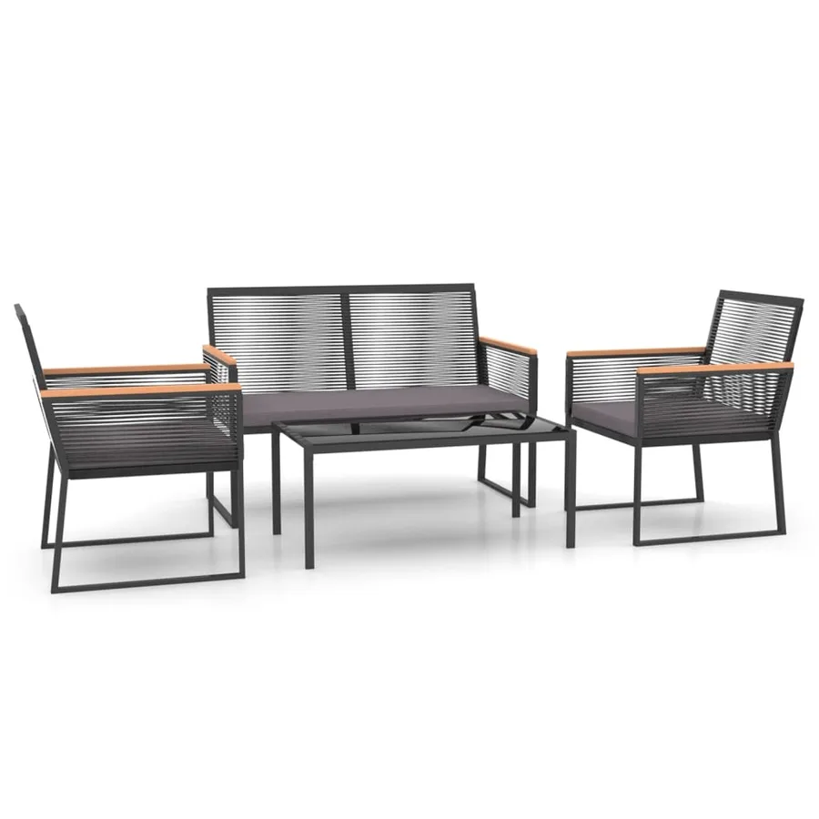 Salon de jardin 4 pcs avec coussins Noir Acier - 2