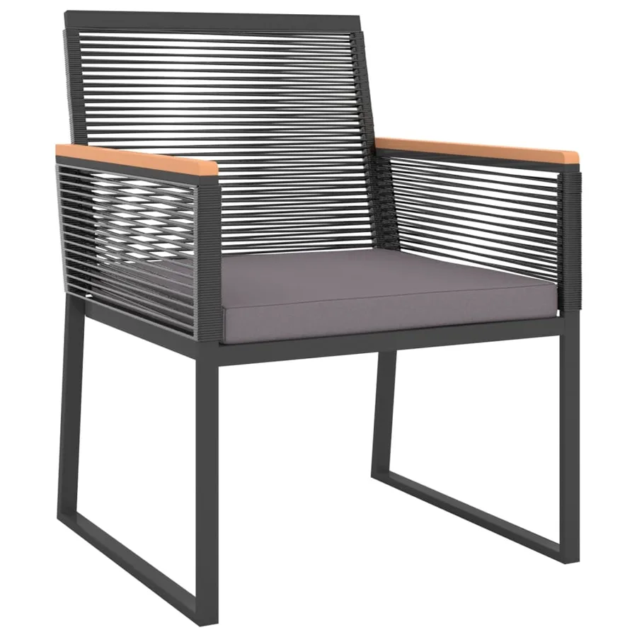 Salon de jardin 4 pcs avec coussins Noir Acier - 5