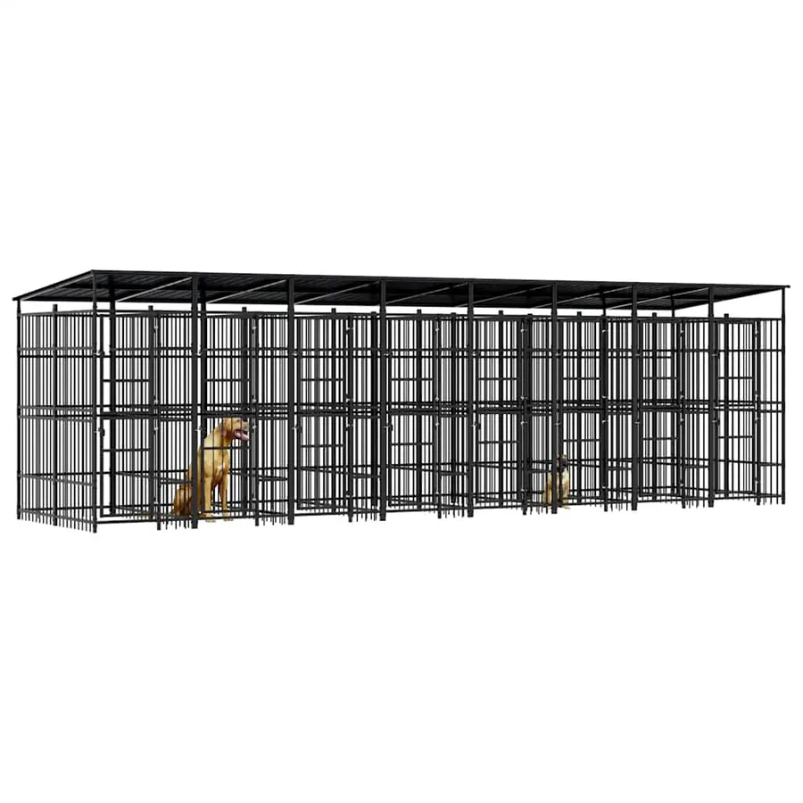 Chenil d'extérieur avec toit pour chiens Acier 14,75 m² - 4