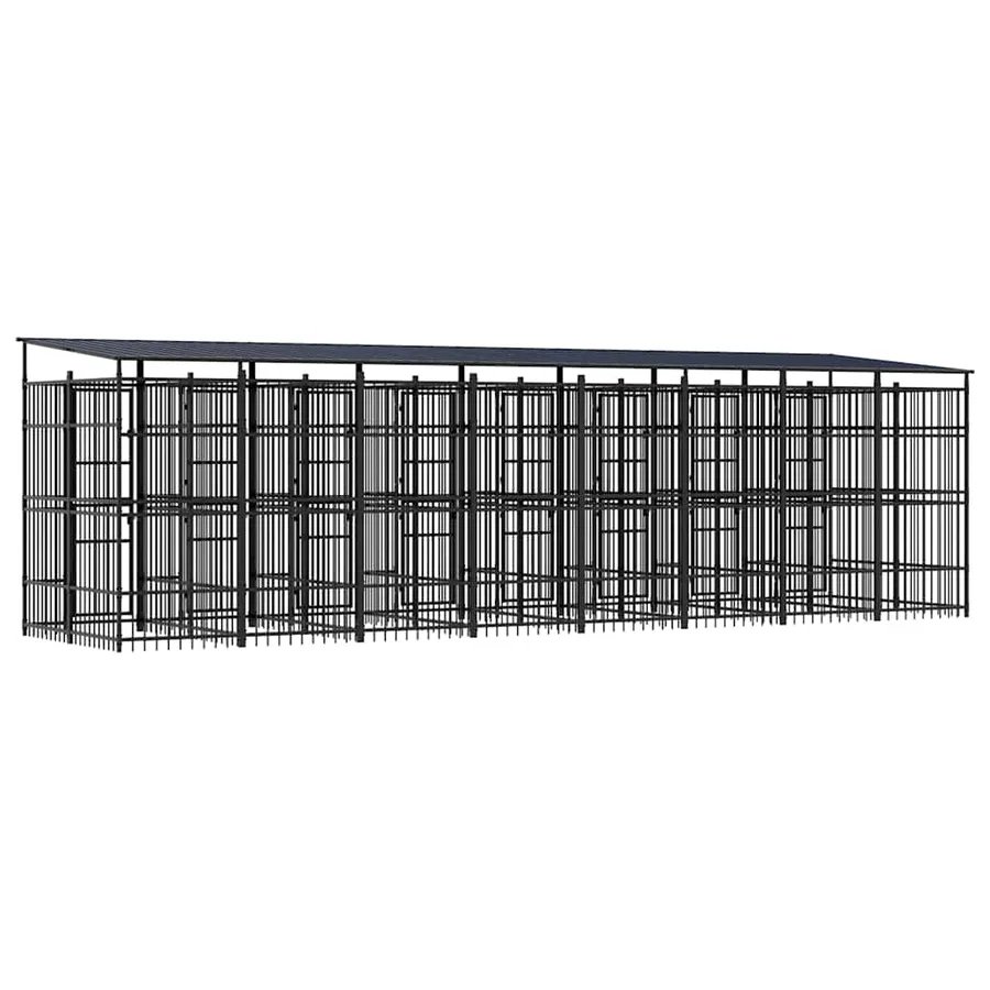 Chenil d'extérieur avec toit pour chiens Acier 14,75 m² - 7