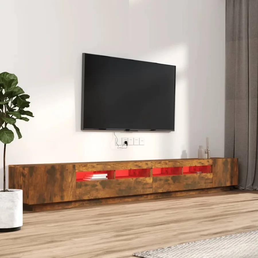Ensemble de meubles TV avec lumières LED 3 pcs Chêne fumé - 3