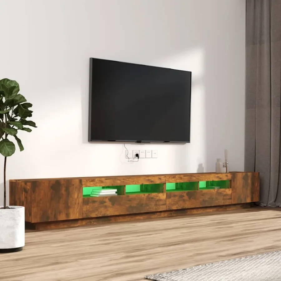 Ensemble de meubles TV avec lumières LED 3 pcs Chêne fumé - 4
