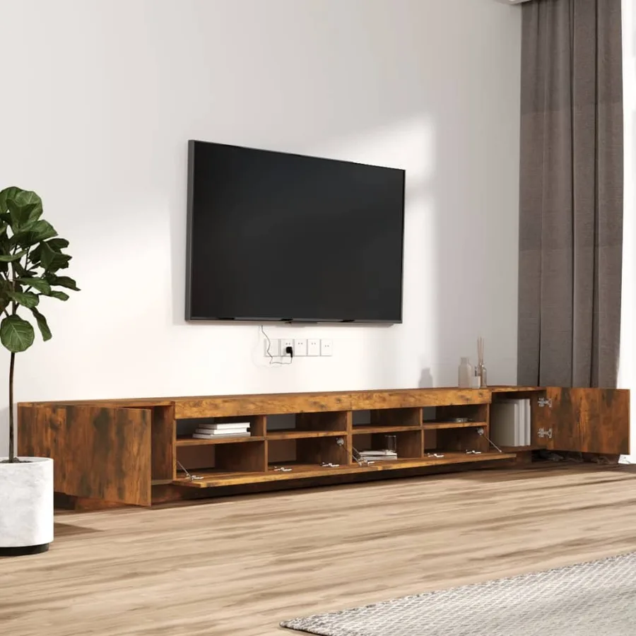 Ensemble de meubles TV avec lumières LED 3 pcs Chêne fumé - 6