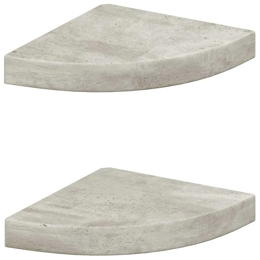 Étagères d'angle murales 2 pcs Gris béton 25x25x3,8 cm MDF - 2