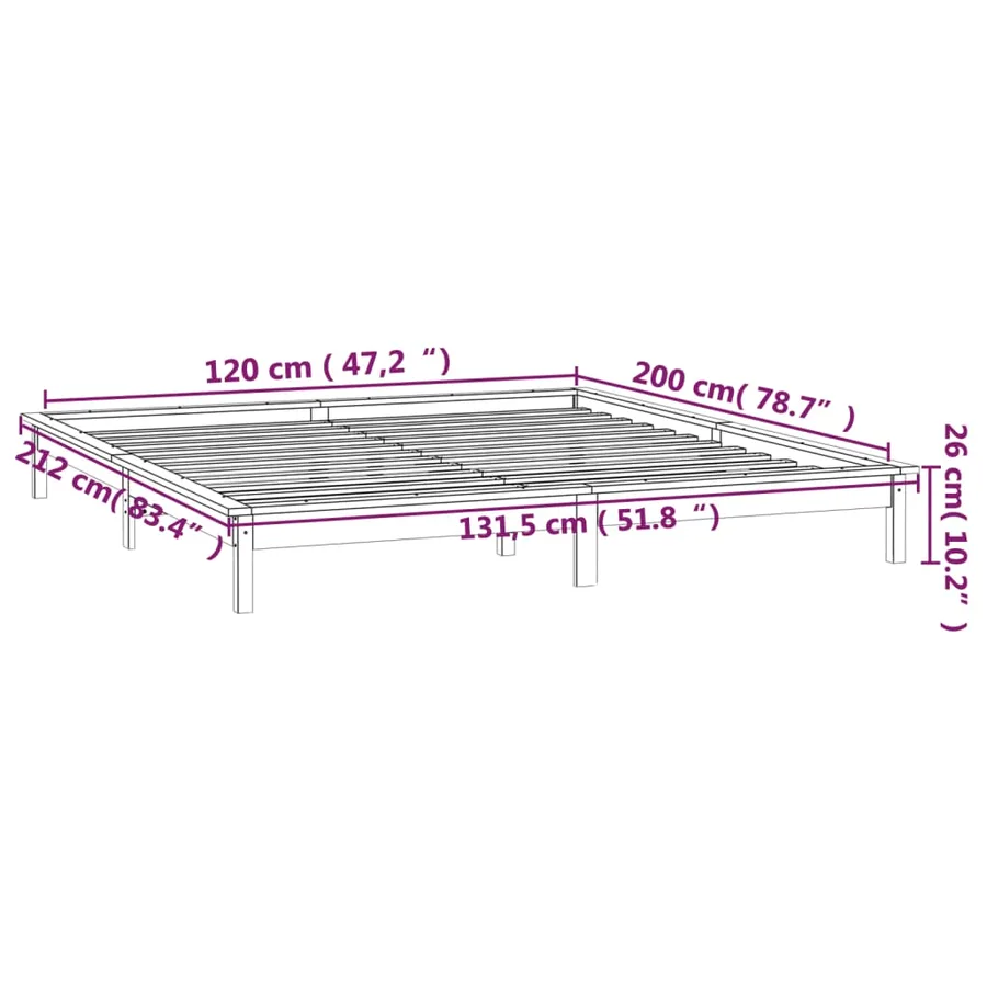 Cadre de lit à LED sans matelas blanc 120x200 cm bois massif - 13