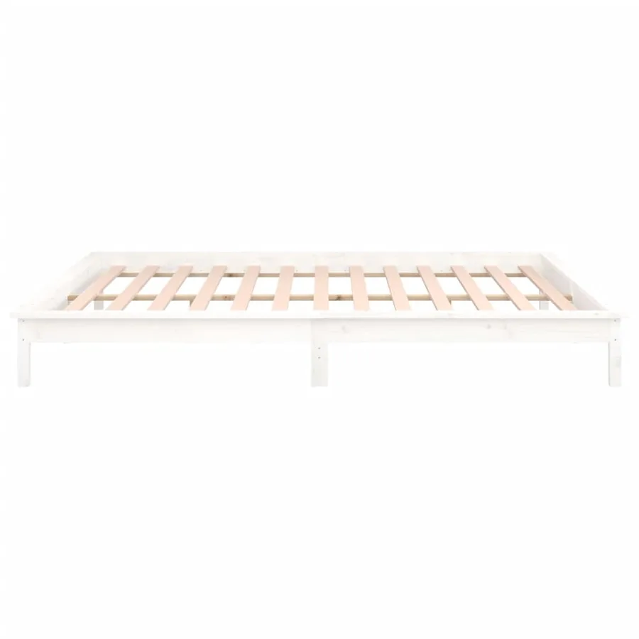 Cadre de lit à LED sans matelas blanc 120x200 cm bois massif - 8
