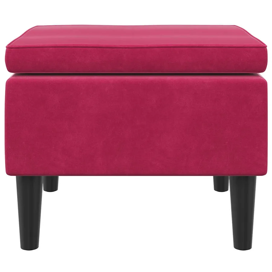Tabouret avec pieds en bois Rouge bordeaux Velours - 4