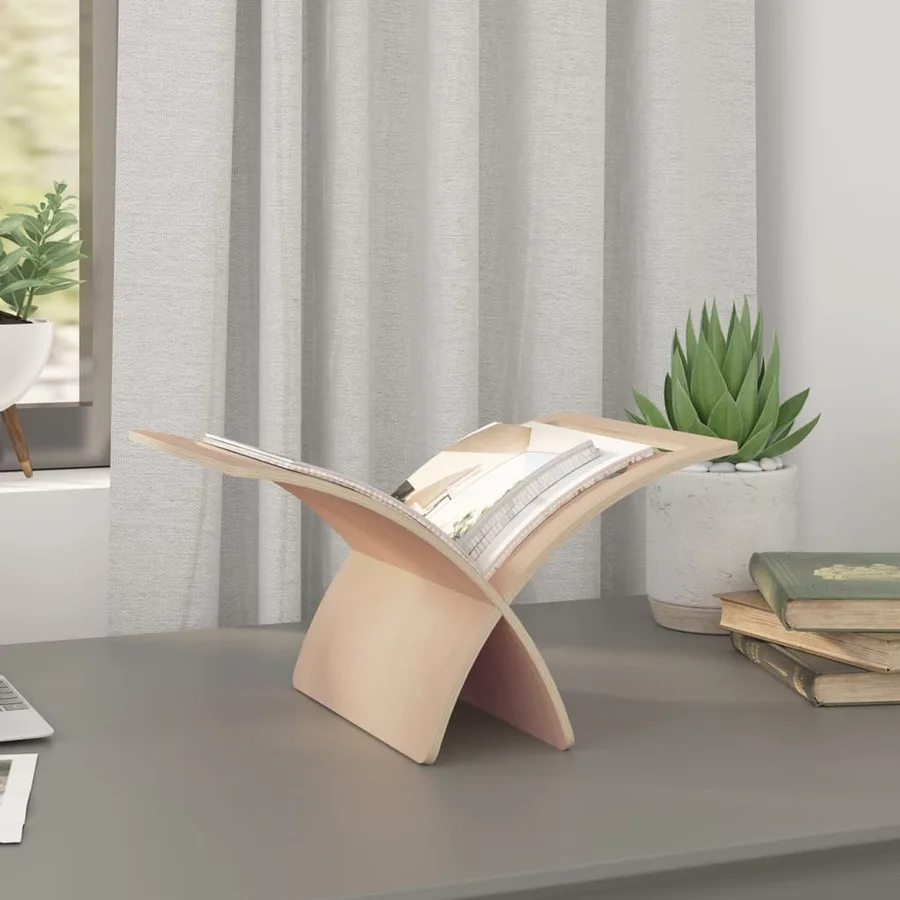 Porte-revue en bois sur pied naturel - 3