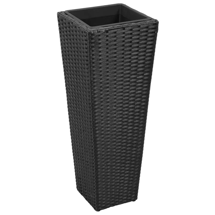 Lits surélevés de jardin 3 pcs Résine tressée Noir - 4