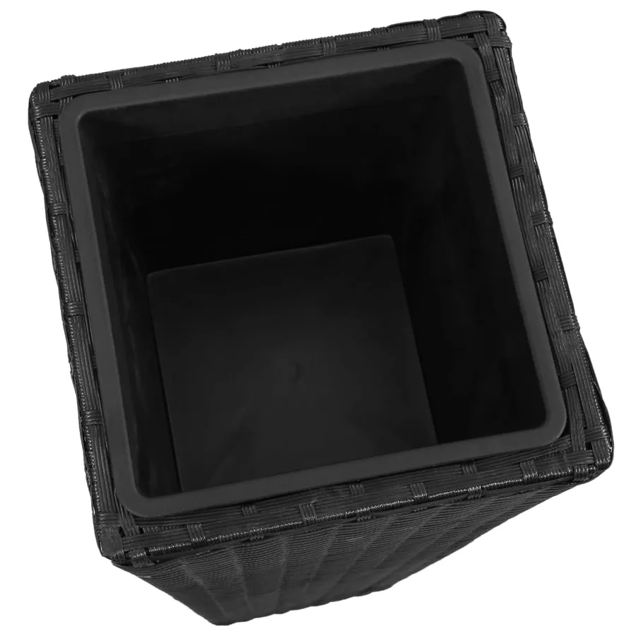 Lits surélevés de jardin 3 pcs Résine tressée Noir - 6