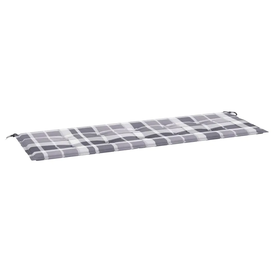 Coussin de banc de jardin motif à carreaux gris 150x50x3 cm - 2