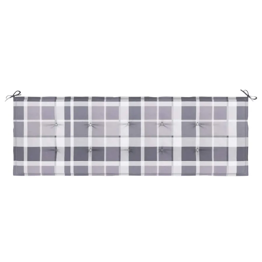 Coussin de banc de jardin motif à carreaux gris 150x50x3 cm - 4
