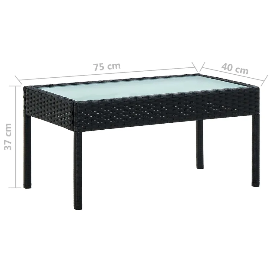 Salon de jardin 4 pcs avec coussins Résine tressée Noir - 10