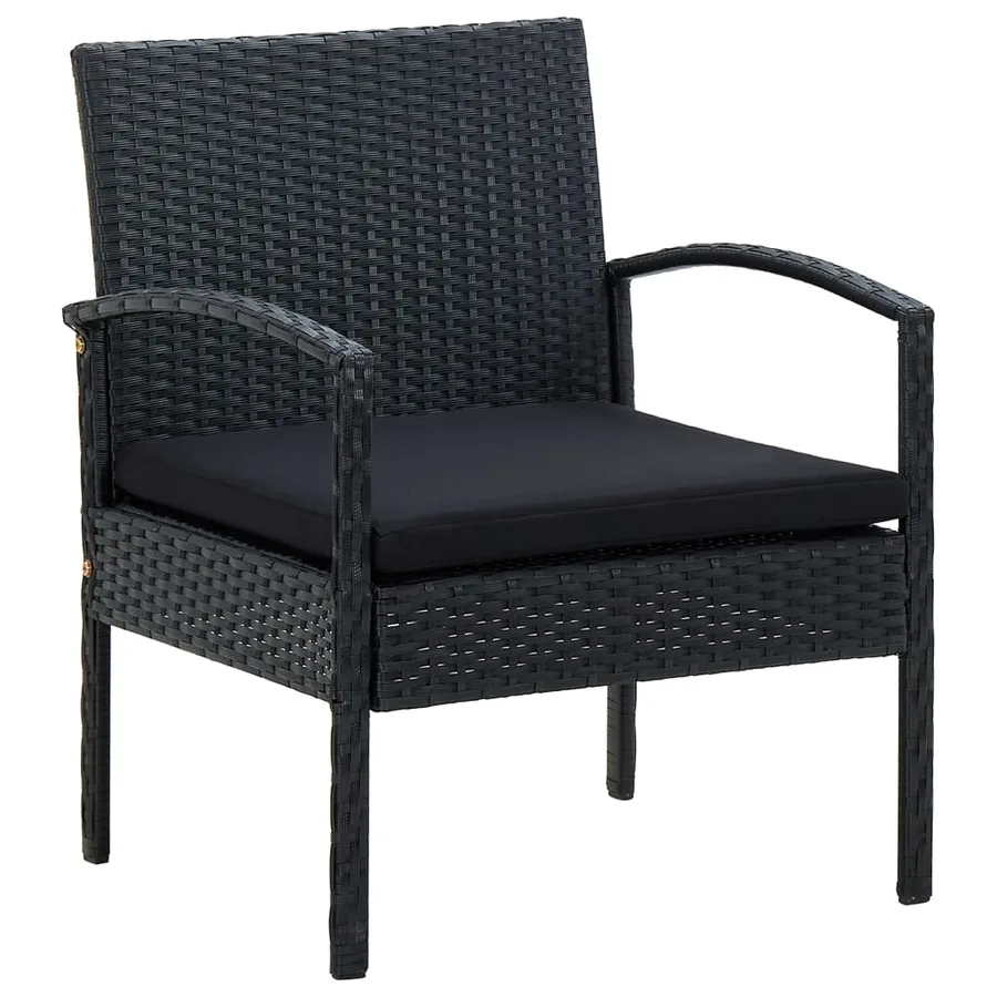 Salon de jardin 4 pcs avec coussins Résine tressée Noir - 4