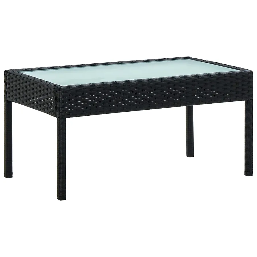Salon de jardin 4 pcs avec coussins Résine tressée Noir - 5