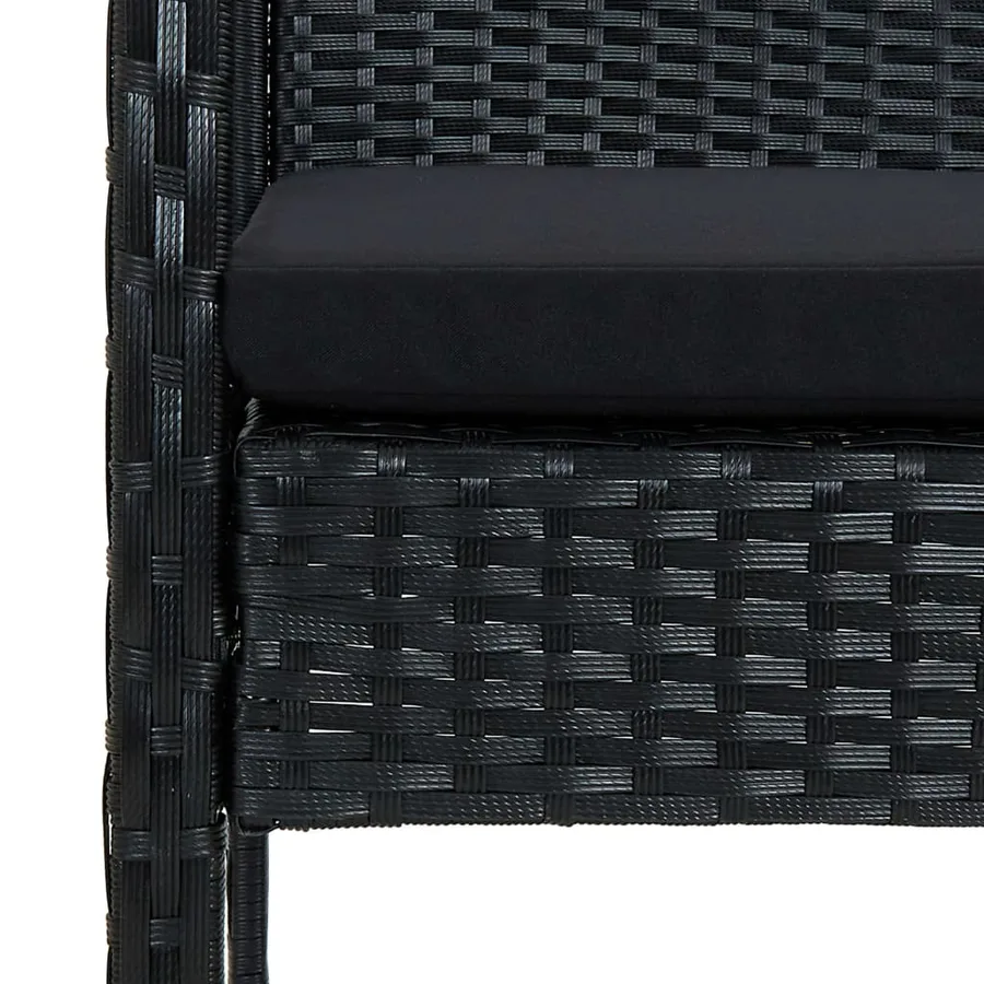 Salon de jardin 4 pcs avec coussins Résine tressée Noir - 6