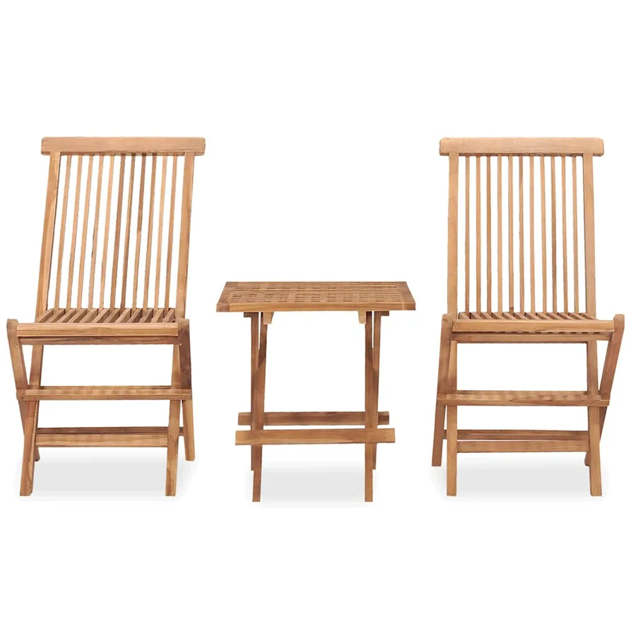 Ensemble à manger d'extérieur pliable 3 pcs bois de teck massif - 2