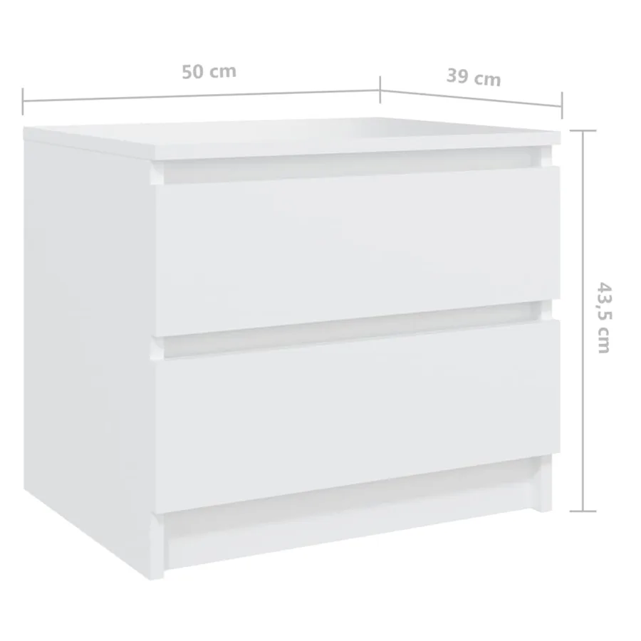 Tables de chevet 2 pcs blanc 50x39x43,5 cm bois d'ingénierie - 8